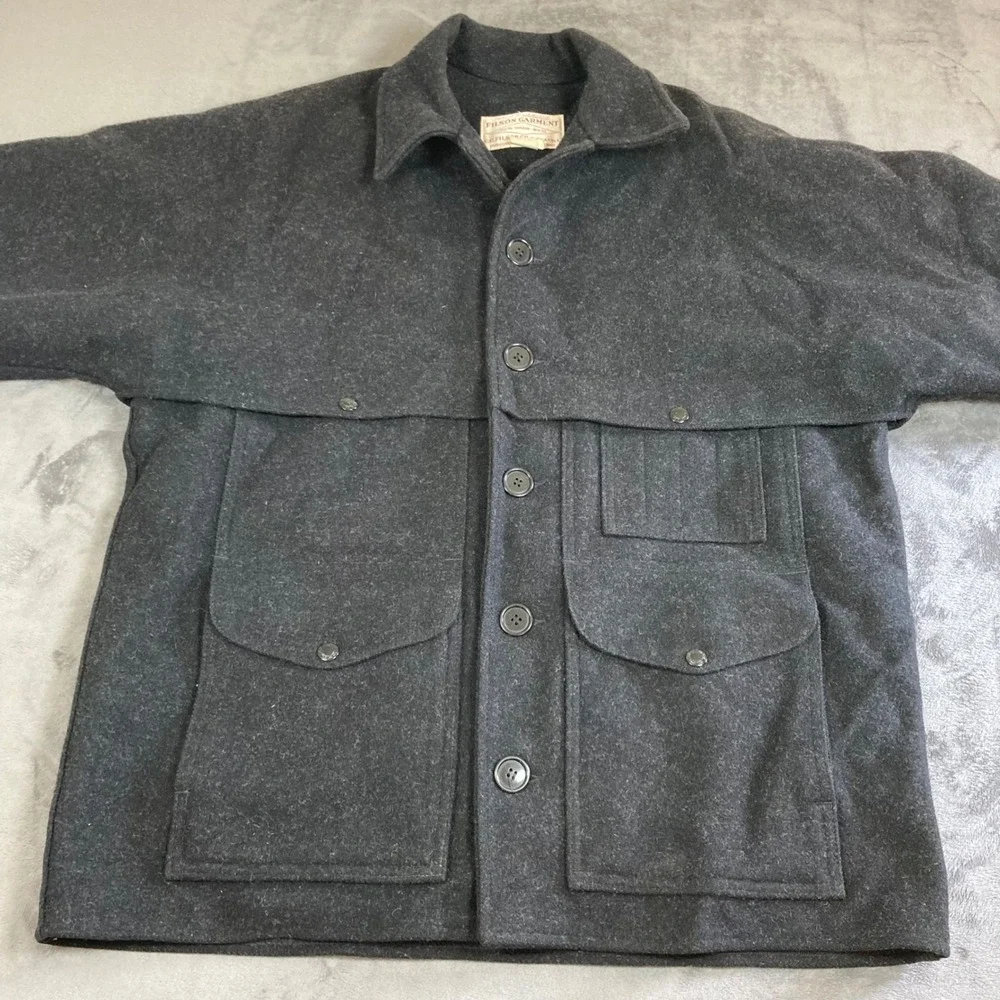 Vintage C.C.Filson Double Mackinaw Cruiser Jacket Mens 100%virgin Wool Size 42/L - Picture 2 of 9
